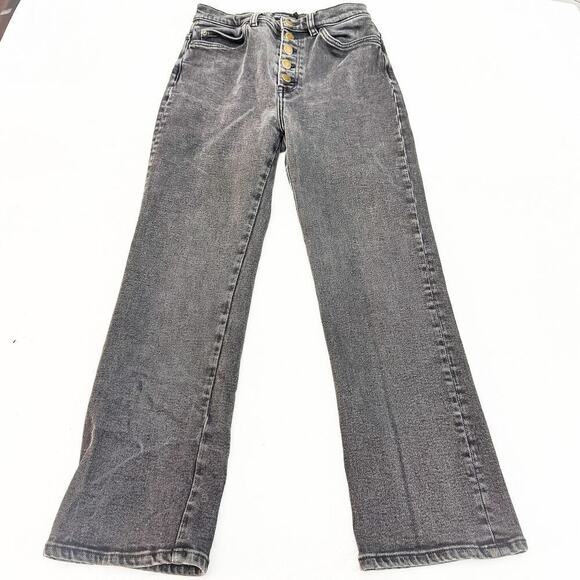 & Other Stories Black Stretch Denim Jeans Button Fly Flared Leg Size 27 - Picture 4 of 9